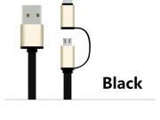 USB Cable for iPhone Micro Universal 2 in 1 Aluminum Noodles Cables 1M Mobile Phone Data Charger for iPad Charging