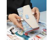New Envelope Women Wallets Hit Color 3Fold Flowers Printing PU Leather Wallet Long Ladies Clutch Coin Purse