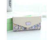 New Envelope Women Wallets Hit Color 3Fold Flowers Printing PU Leather Wallet Long Ladies Clutch Coin Purse