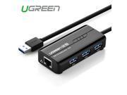 UGREEN 3 Ports USB 3.0 Hub with 10 100 1000Mbps Gigabit Ethernet Network Support Windows 8.1 8 7 XP Vista Mac OS X and Linux
