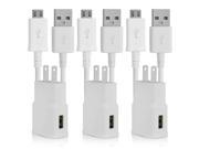 x3 Samsung N7100 Travel Data Charge Cable 5 Feet x3 Home Wall Charger White