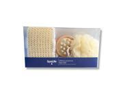 Spalife Cleansing 3 Piece Brush Bath poof and Sisal Bath Sponge Spa at Home Kit