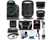 Nikon D5500 DSLR Black Camera w 18 140mm Wide Angle Telephoto 3 Lens 17pc Bundle Kit 32GB