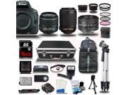 Nikon D5500 DSLR Camera Black w 18 55 55 200 50mm 5 Lens Kit Bundle 16GB
