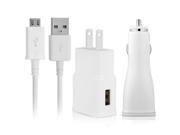 Samsung N7100 Data Charge Cable 5 Feet Fast Car Charger Wall Charger White