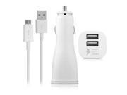 Samsung Micro USB Data Charge Cable 3 Feet Dual USB USB C Fast Car Charger White