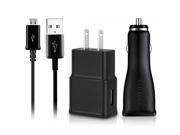 Samsung 3 Feet USB Travel Data Charger Cable Wall Charger Fast Car Charger Black