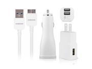 Samsung 3.0 Data Charge Cable 3 Feet Dual Fast Car Charger Wall Charger White