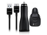 Samsung USB 3.0 Sync Transfer Charge Cable 3 Feet Dual Fast Car Charger Black