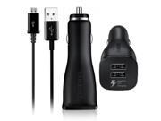 Samsung Micro USB Data Charge Cable 5 Feet Dual USB USB C Fast Car Charger Black