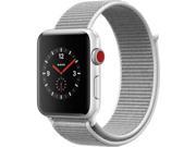 Apple Watch Series 3 42mm Smartwatch Silver Aluminum Case with Seashell Sport Loop GPS + Cellular MQK52LL/A
