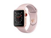 Apple Watch Series 3 38mm Smartwatch Gold Aluminum Case Pink Sand Sport Band GPS + Cellular MQJQ2LL/A Non-OEM M/L Band