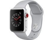 Apple Watch Series 3 38mm Smartwatch GPS + Cellular Silver Aluminum Case Fog Sport Band MQJN2LL/A Small