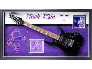 Prince Signed Guitar Purple Rain Themed in Wooden Framed Case
