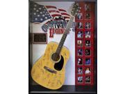 Country Music Legends Signed Guitar USA Themed in Wood Framed Case
