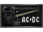 AC DC Band Signed Guitar Back in Black Themed in Framed Case COA
