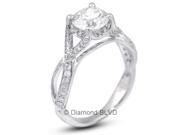 1.44 CT G SI3 EX Round Earth Mined Diamonds 18K 4 Prong Micro Pave Split Twist Shank Wedding Ring 3.5gr