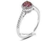 1.16 CT Pink SI3 VG Round Earth Mined Diamonds 18K 4 Prong Micro Pave Halo Wedding Ring 2.3gr