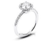 1.09 CT J SI2 Ideal Round Earth Mined Diamonds 18K 4 Prong Micro Pave Double Row Wedding Ring 3.4gr