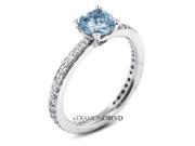 1.53 CT Blue SI1 Ideal Round Earth Mined Diamonds 14K 4 Prong Pave Classic Wedding Ring 3.5gr