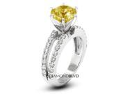 1.59 CT Yellow SI2 Ideal Round Earth Mined Diamonds 14K 6 Prong Pave Split Shank Wedding Ring 5.3gr