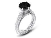 6.53 CT Black Ideal Round Earth Mined Diamonds 14K 6 Prong Pave Three Row Pave Wedding Ring 4.5gr