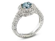 2.87 CT Blue SI2 Ideal Round Earth Mined Diamonds 14K 4 Prong Pave Split Shank Wedding Ring 6.3gr
