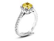1.50 CT Yellow VS2 VG Round Earth Mined Diamonds 14K 4 Prong Pave Halo Wedding Ring 4.0gr