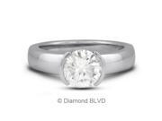 0.87CT I SI3 Ideal Round Earth Mined Diamonds 18K Half Bezel Tension Engagement Ring 5.8gr