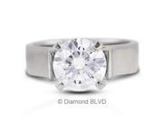 1.58CT H SI3 EX Round Earth Mined Diamonds 18K 4 Prong Cathedral Engagement Ring 8.4gr