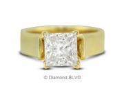0.78CT H SI2 EX Princess Earth Mined Diamonds 14K 4 Prong Cathedral Engagement Ring 7.2gr