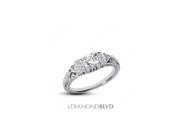 0.43 CT D SI2 EX Round Earth Mined Diamonds 14K V Prong Bezel Engraved Vintage Side Stone Ring 3.8gr
