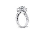 2.12 CT F I1 EX Round Earth Mined Diamonds 18K 4 Prong Pave Three Row Pave Side Stone Ring 7.9gr