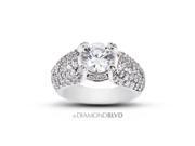 2.58 CT H SI1 VG Round Earth Mined Diamonds 14K 4 Prong Pave Three Row Pave Side Stone Ring 6.4gr