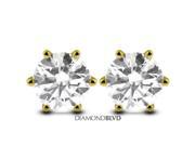 0.79 CT D SI2 EX Round Earth Mined Diamonds 14K 6 Prong Classic Studs 0.9gr
