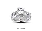 2.20 CT J VS2 EX Round Earth Mined Diamonds 18K 4 Prong Cathedral Matching Engagement Rings 10.75gr