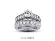 2.20 CT J VS2 EX Round Earth Mined Diamonds Platinum 950 Pave Vintage Wide Band Matching Engagement Rings 22.18gr