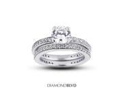 1.30 CT E VS2 VG Round Earth Mined Diamonds 14K Pave Classic Matching Engagement Rings 6.34gr