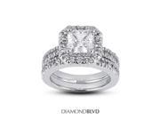 1.91 CT E VS1 EX Princess Earth Mined Diamonds Platinum 950 Pave Classic Matching Engagement Rings 16.80gr
