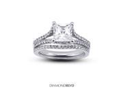 1.81 CT J VS2 VG Princess Earth Mined Diamonds 950Plt 4 Prong Trellis with Split Shank Matching Engagement Rings 7.97gr