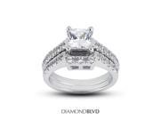 1.16 CT F VS2 VG Princess Earth Mined Diamonds 18K Pave Vintage Cathedral Matching Engagement Rings 8.64gr