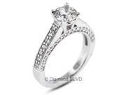 1.35 CT G SI2 EX Round Earth Mined Diamonds 14K 4 Prong Pave Classic Wedding Ring 5.6gr