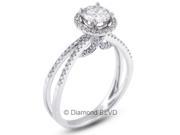 1.18 CT I VS1 Ideal Round Earth Mined Diamonds 18K 4 Prong Micro Pave Split Shank Wedding Ring 3.5gr