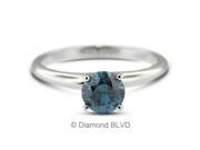 1.55CT Blue VS1 Ideal Round Earth Mined Diamonds 14K 4 Prong Classic Engagement Ring 2.6gr
