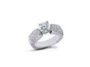 3.32 CT D SI2 Ideal Round Earth Mined Diamonds 18K 4 Prong Pave Three Row Pave Side Stone Ring 12.3gr