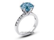 2.26 CT Blue VS2 Ideal Round Earth Mined Diamonds 18K 6 Prong Channel Crown Head Wedding Ring 4.4gr