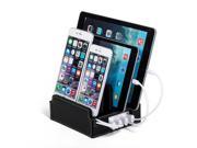 Compact Cell Phone Tablet eReader Kindle Charging Station with Set of Cable Ties. Multiple Finishes Available Black Leatherette