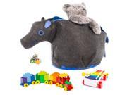 G.U.S Noah s Ark Toy Chests with Easy Open Double Pull Zipper Handle Hippo Gray with Blue