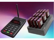 Restaurant wireless customer queue pager system with 1 charger and 1 transmitter and 12 coaster pagers