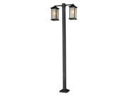 Z Lite 547 2 536P BK Vienna 2 Light Black Post Light with White Glass Shade